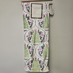 Studio Curate Christmas Tree Floral Oh So Soft Plush Throw Blanket Pink Green